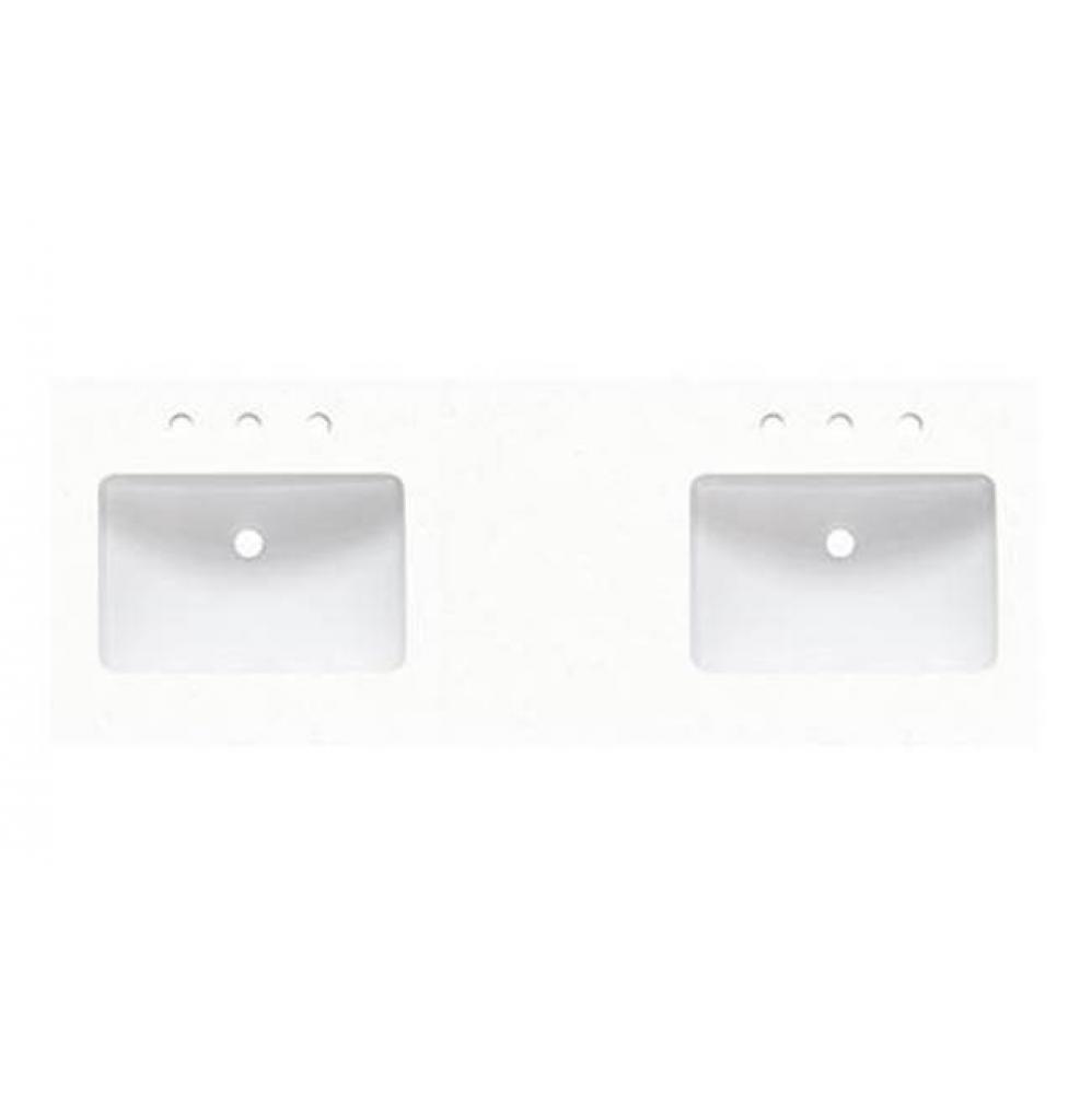 2inch - 60'' Double Bowl Blizzard (BZ) Quartz Top - 8'' widespread