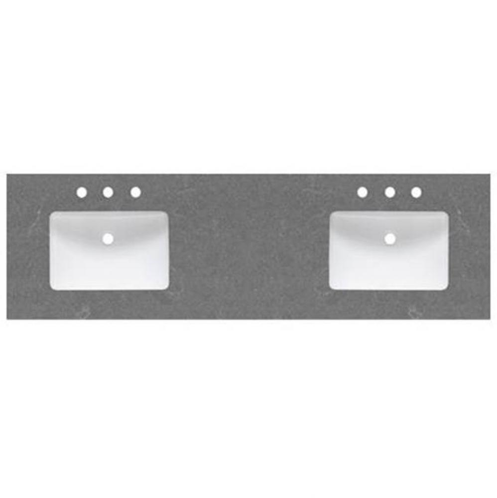 2inch - 72'' Double Bowl Spectre Grey (SG) Quartz Top - 8'' widespread