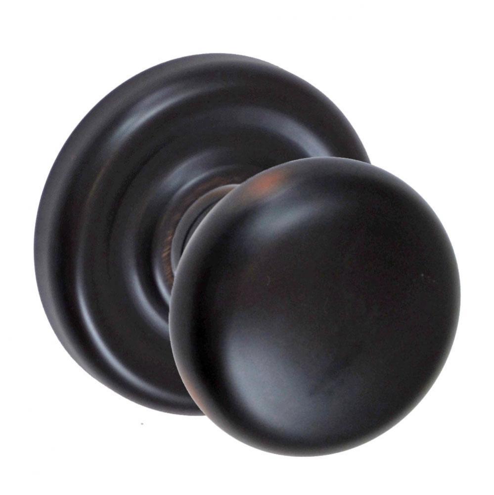 Half-Round Knob with Contoured Radius Rose Privacy Set in Oil Rubbed