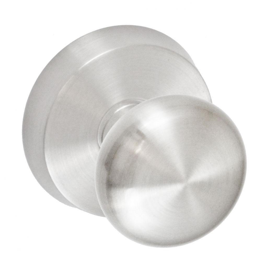 Half-Round Knob with Beveled Round Rose Privacy Set in Brushed