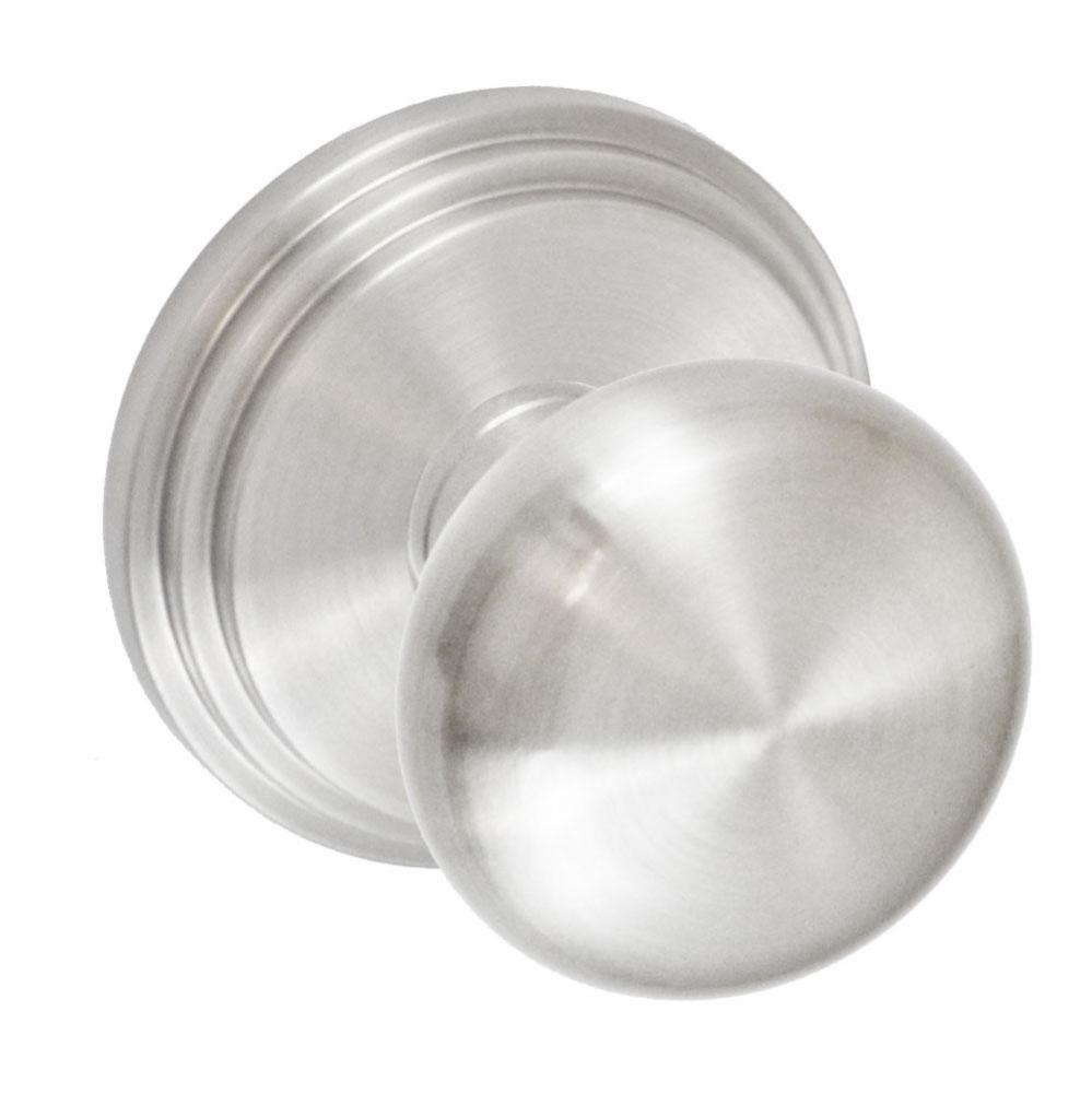 Half-Round Knob with Stepped  Rose Privacy Set in Brushed