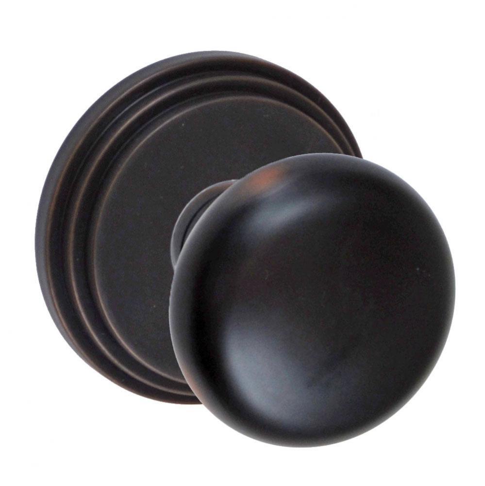 Half-Round Knob with Stepped  Rose Dummy Single in Oil Rubbed