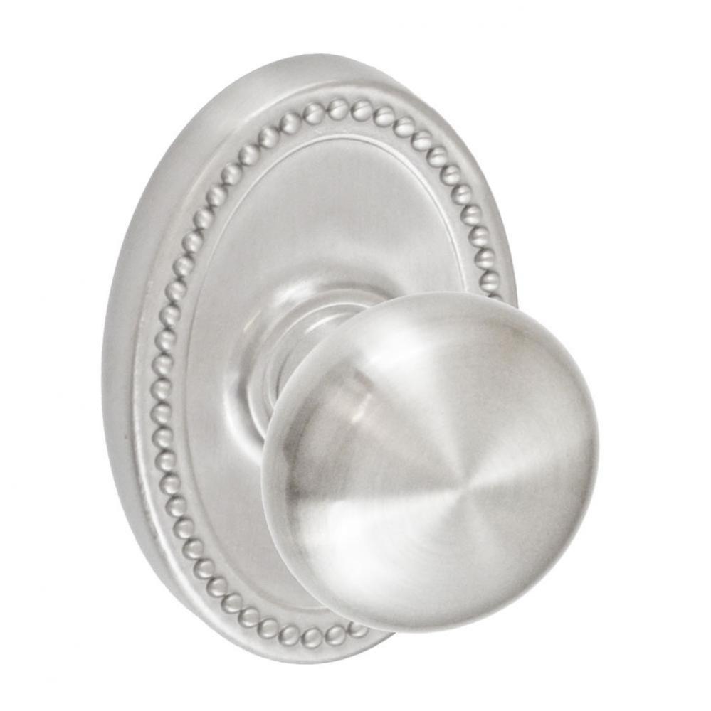Half-Round Knob with Oval Beaded Rose Dummy Single in Brushed