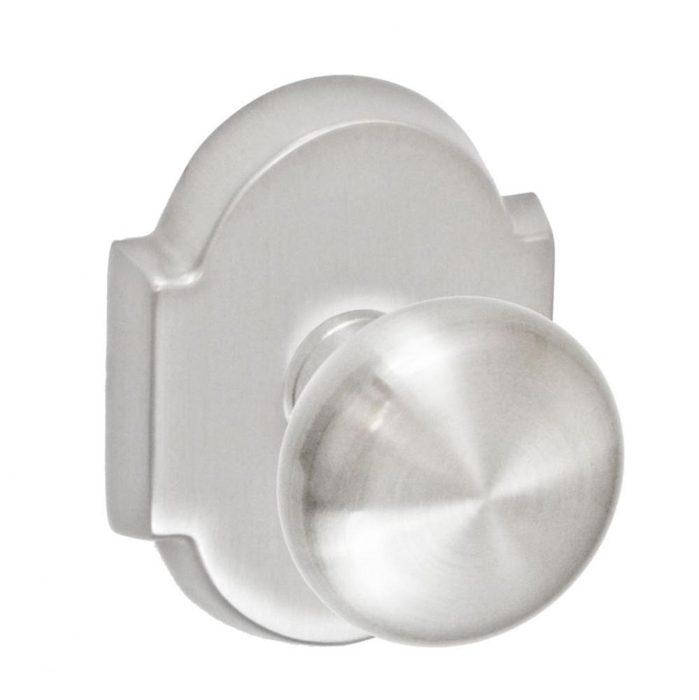 Half-Round Knob with Beveled Scalloped Rose Dummy Single in Brushed