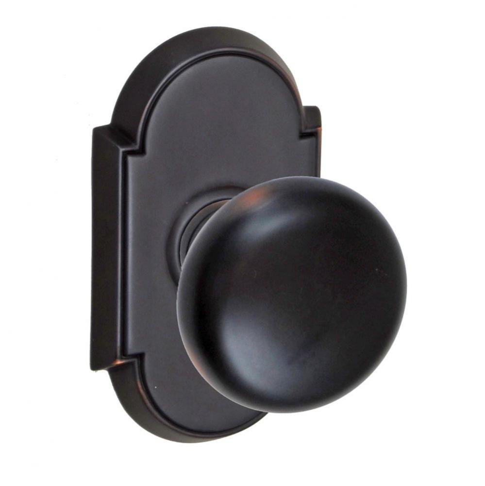 Half-Round Knob with Tarvos Rose Privacy Set in Oil Rubbed