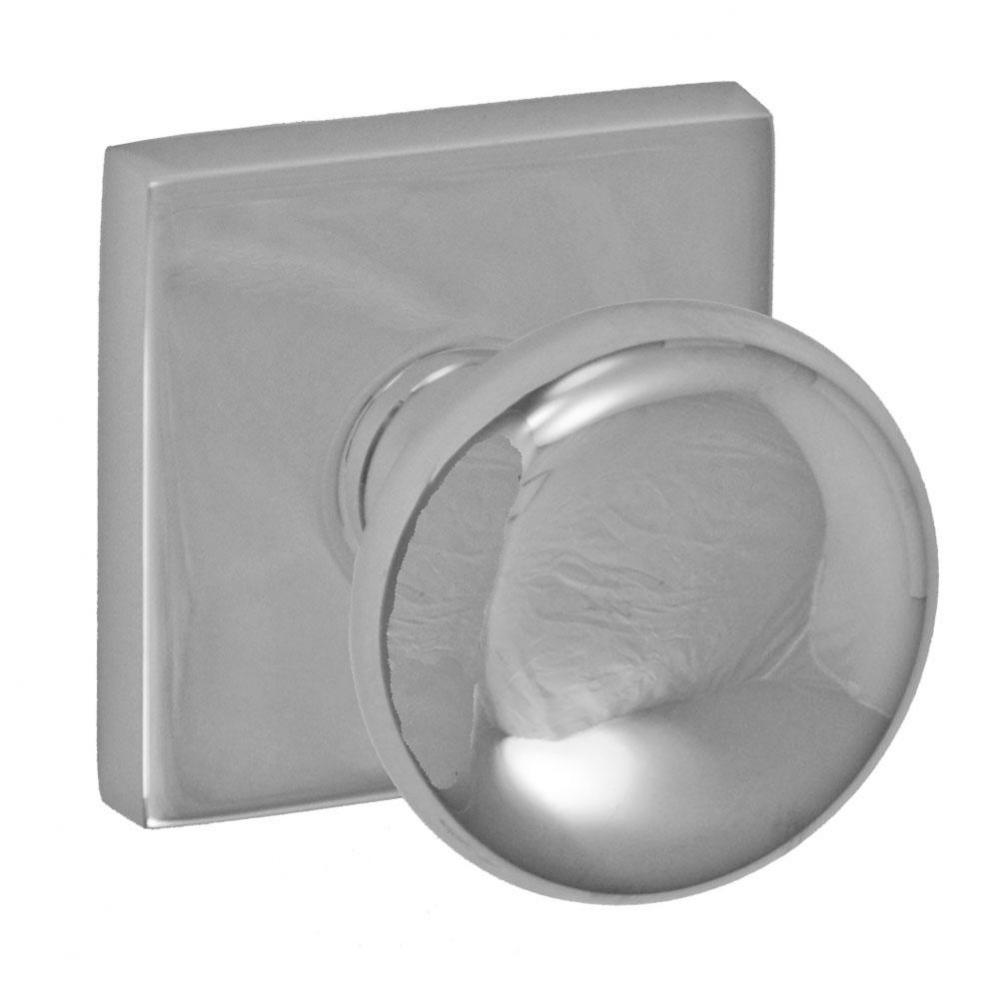 Half-Round Knob with Square Rose Passage Set in Polished
