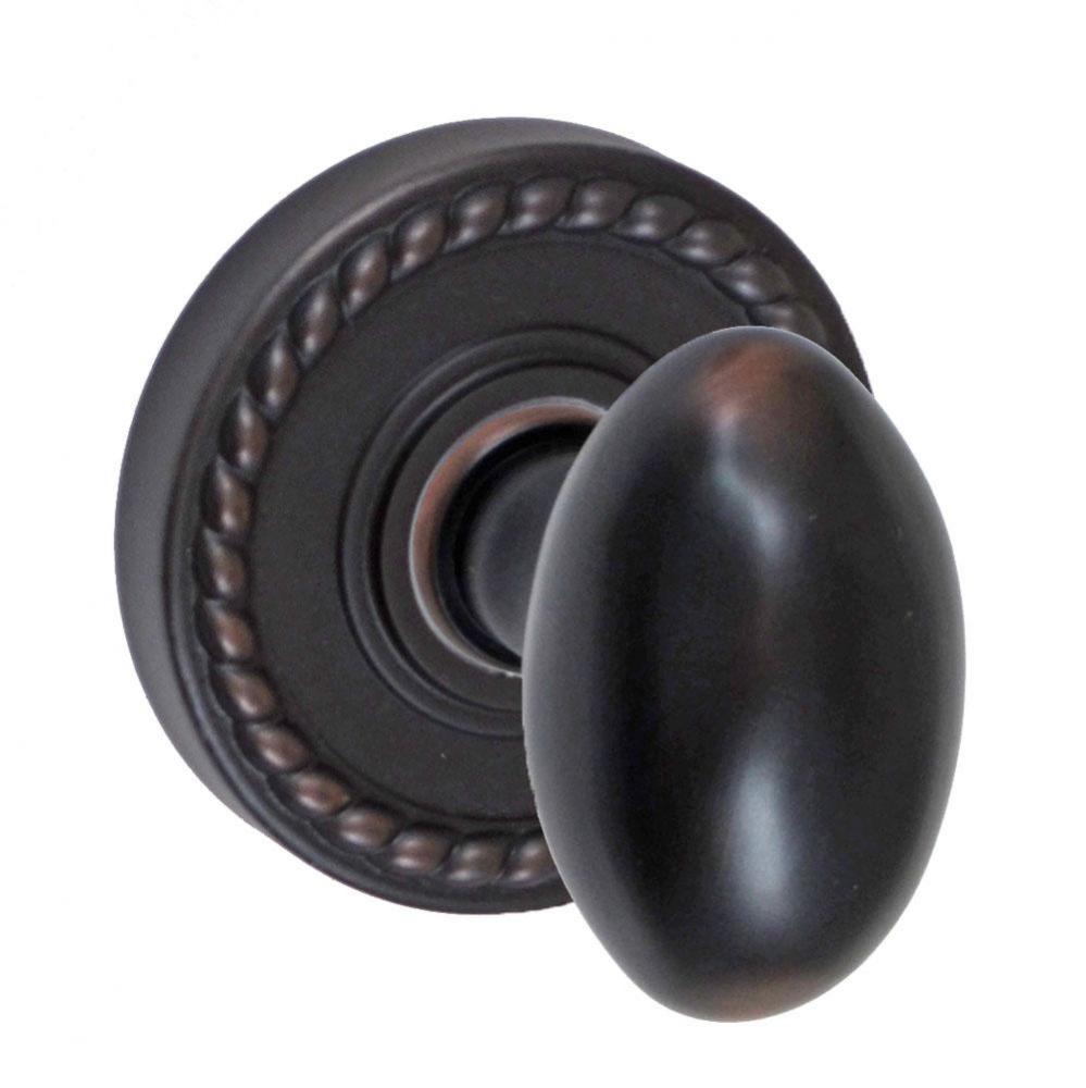 Egg Knob with Rope Rose Privacy Set in Oil Rubbed