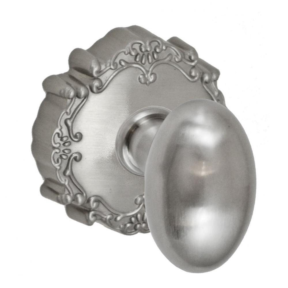 Egg Knob with Round Victorian Rose Passage Set in Brushed