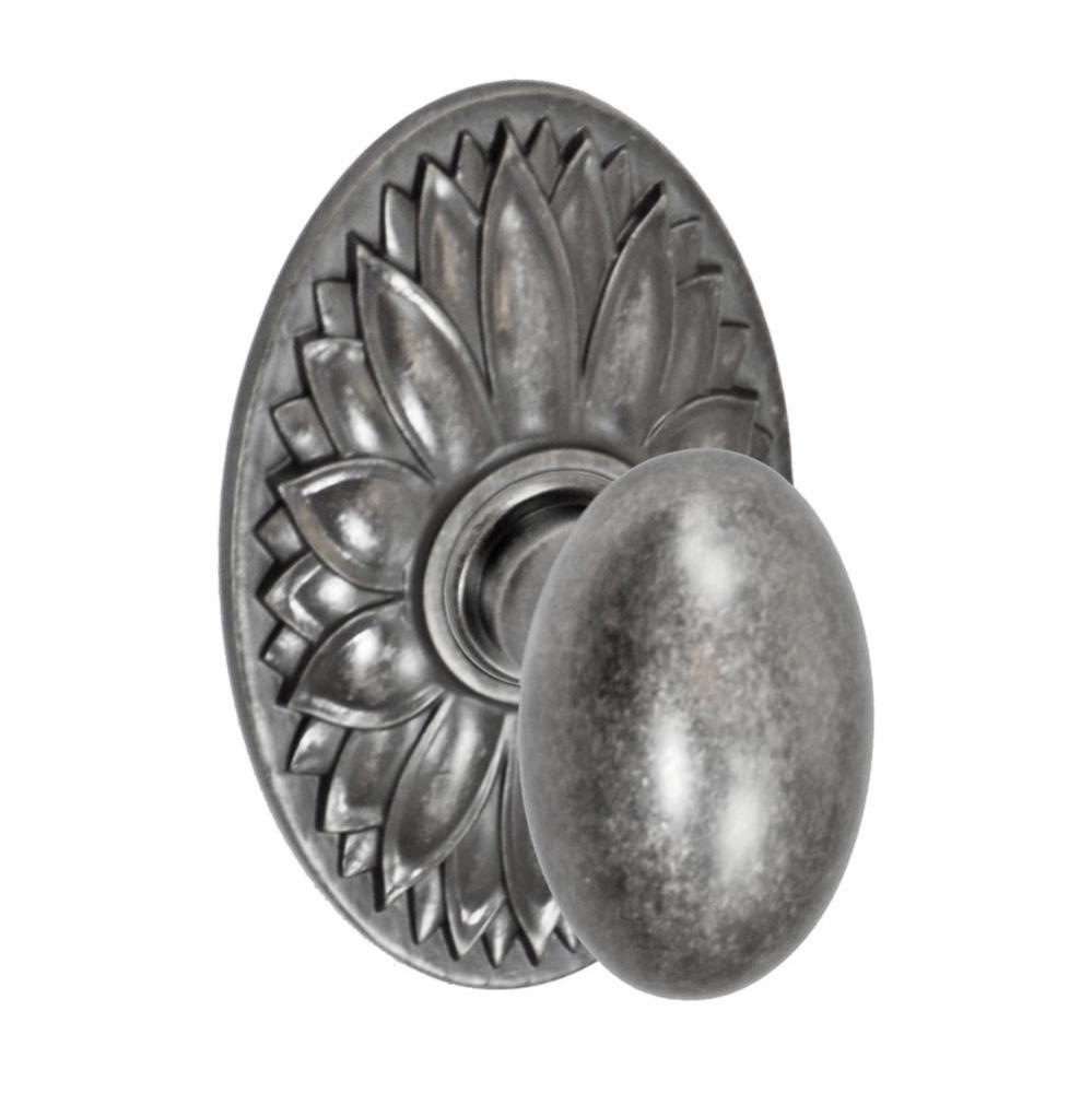 Egg Knob with Oval Floral Rose Privacy Set in Antique