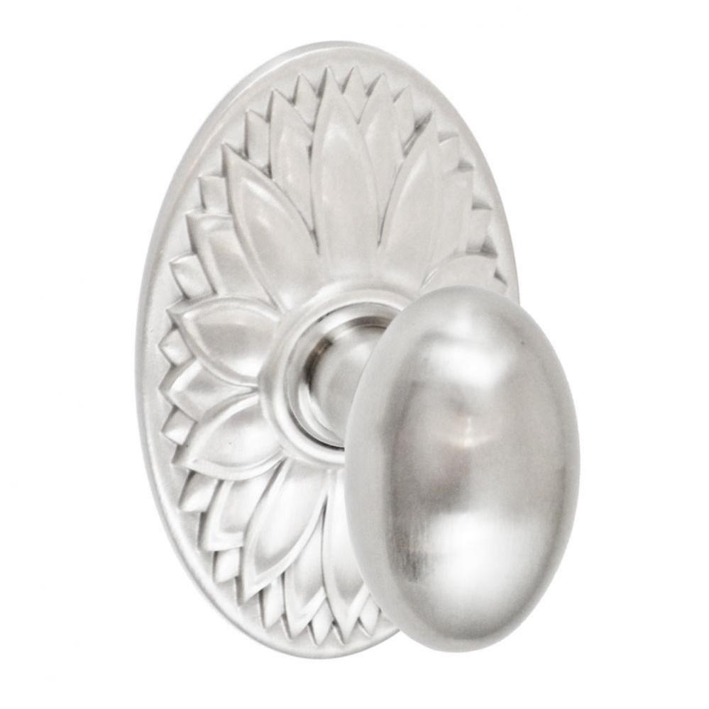 Egg Knob with Oval Floral Rose Dummy Single in Brushed