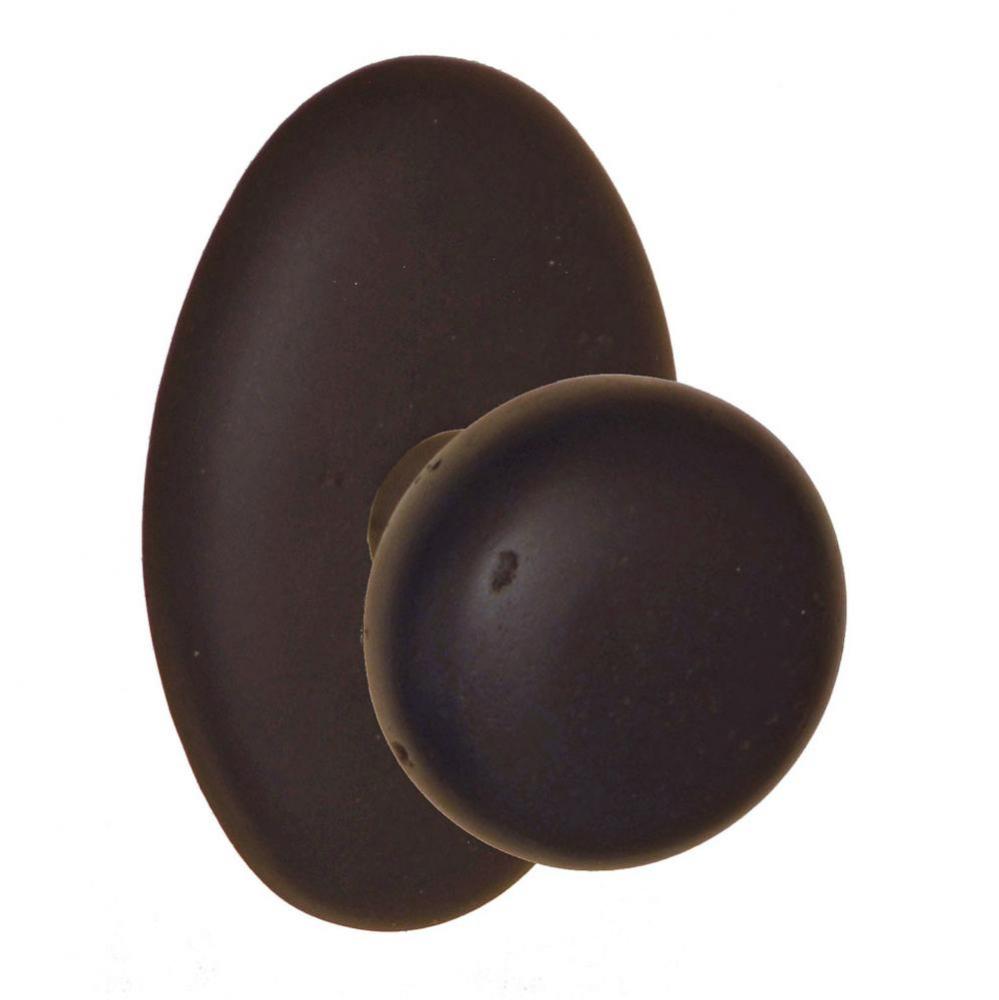 Sandcast Bronze Half-Round Knob with Sandcast Bronze Oval Rose Privacy Set in Dark