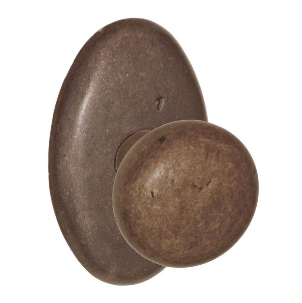 Sandcast Bronze Half-Round Knob with Sandcast Bronze Oval Rose Dummy Single in Sandcast Medium