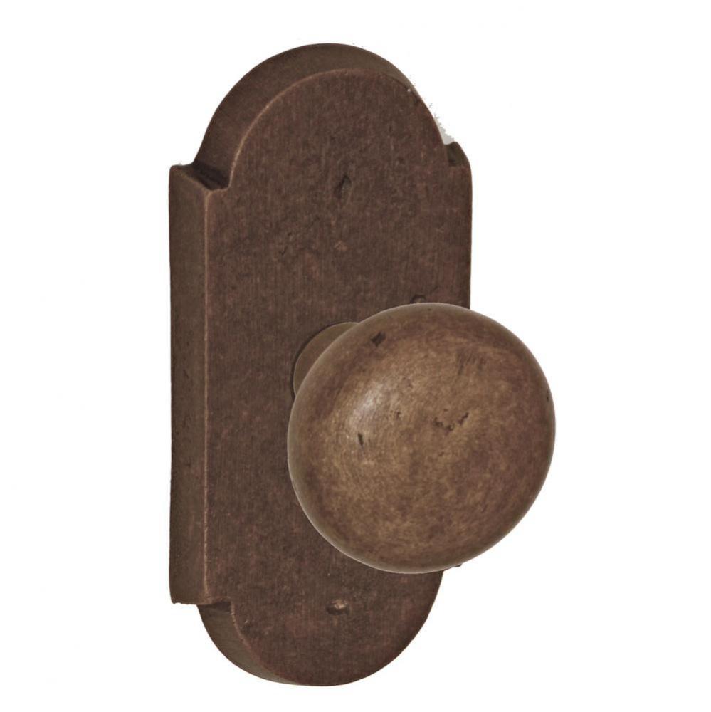 Sandcast Bronze Half-Round Knob with Sandcast Bronze Large Scalloped Plate Privacy Set in