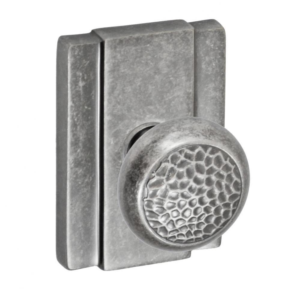 Hammered Half-Round Knob with Blacksmith Rose Passage Set in Antique
