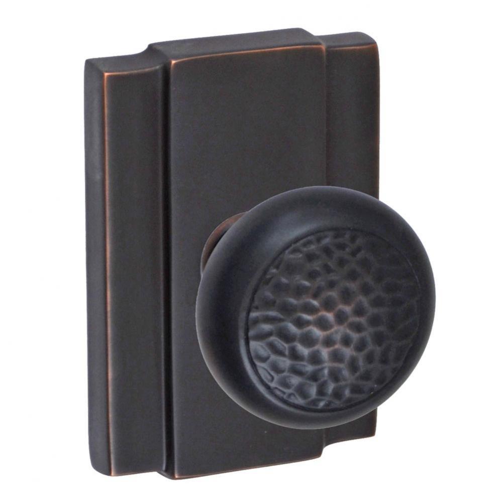 Hammered Half-Round Knob with Blacksmith Rose Privacy Set in Oil Rubbed