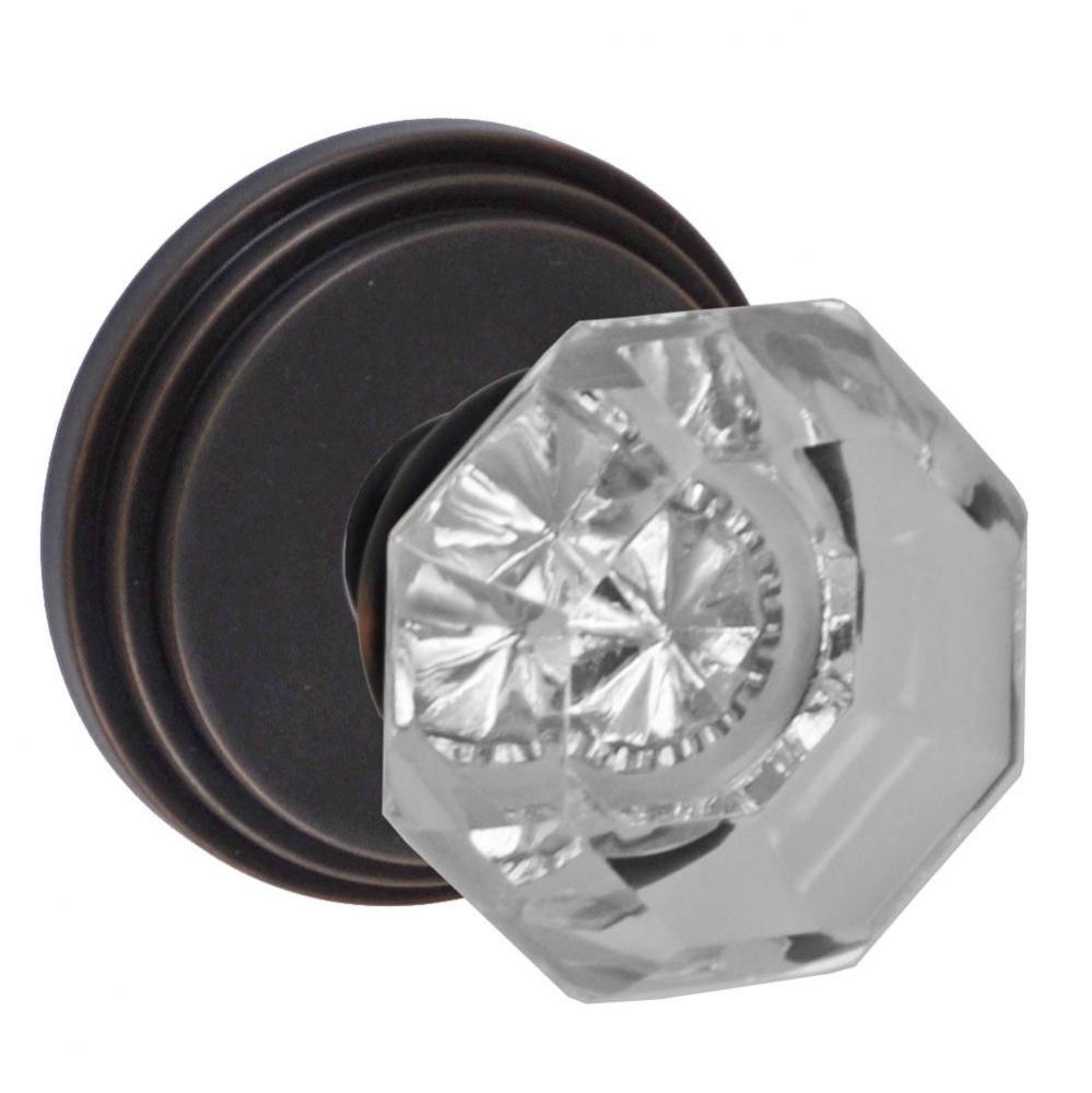 Victorian Clear Knob with Stepped  Rose Dummy Single in Oil Rubbed