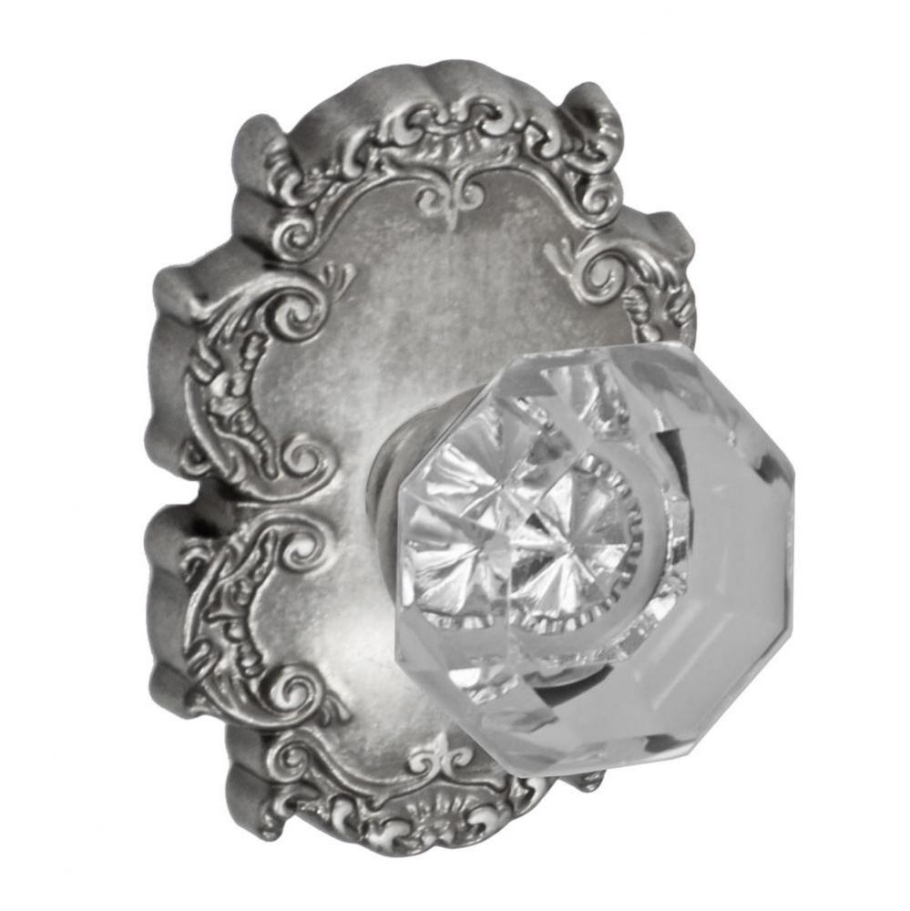 Victorian Clear Knob with Victorian Rose Passage Set in Antique