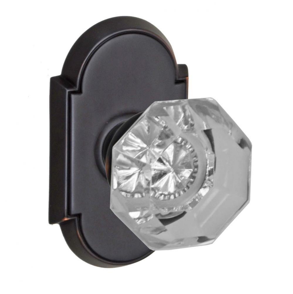 Victorian Clear Knob with Tarvos Rose Privacy Set in Oil Rubbed