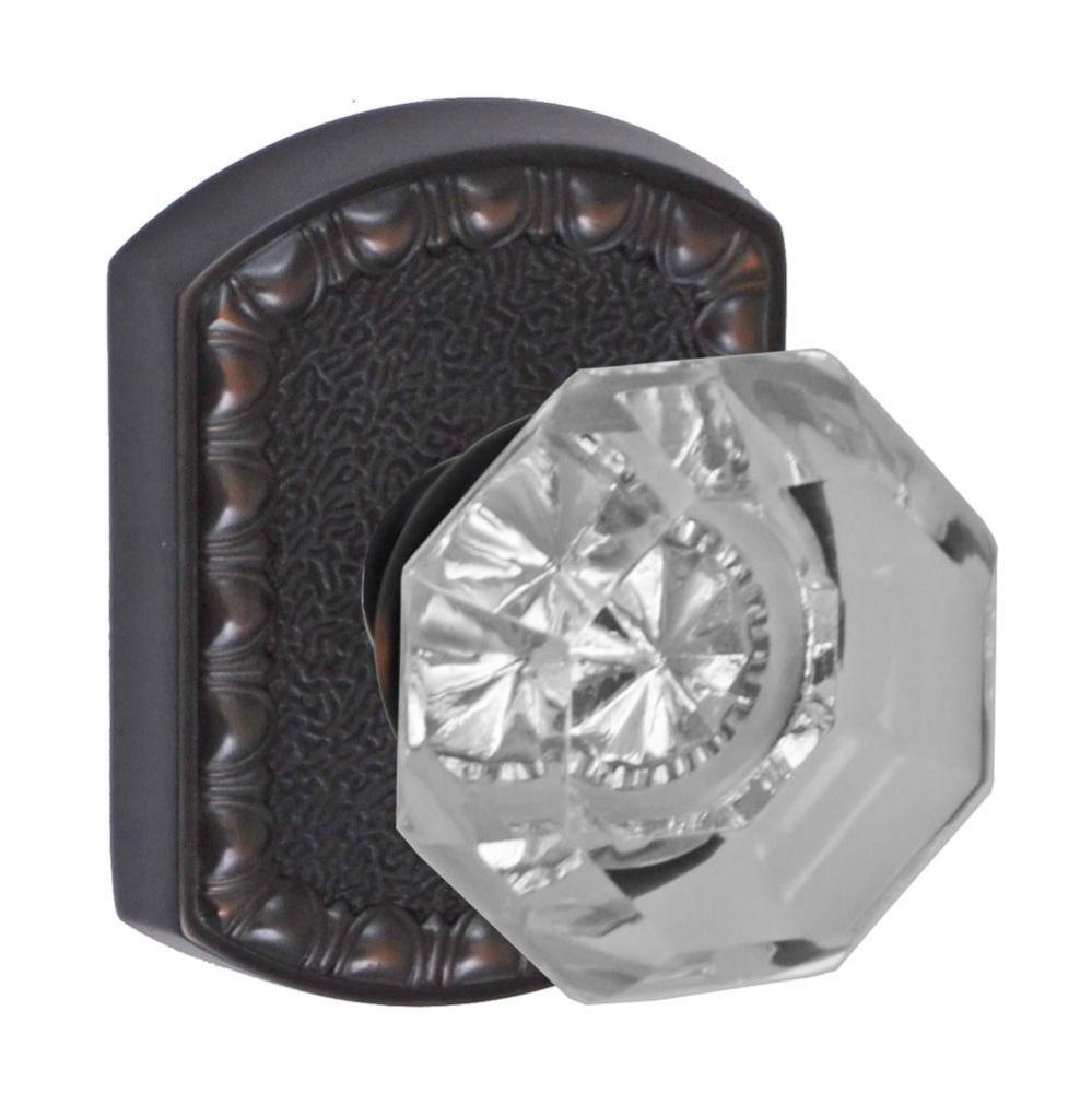 Victorian Clear Knob with Olde World Rose Passage Set in Oil Rubbed