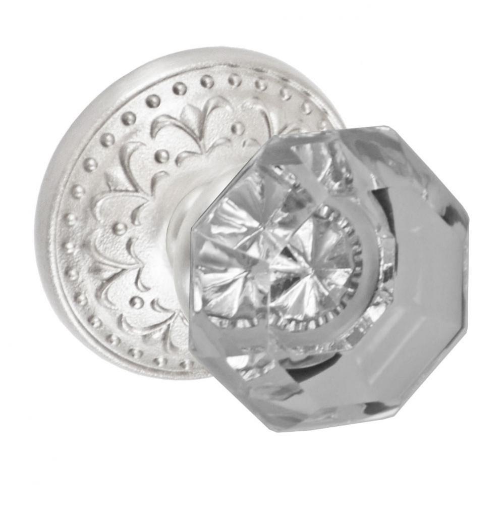 Victorian Clear Knob with Venice  Rose Passage Set in Brushed