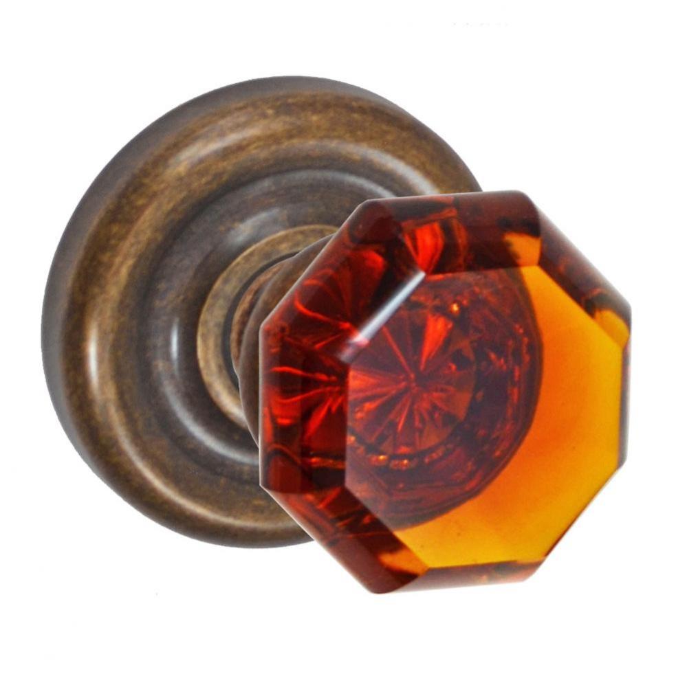 Victorian Amber Knob with Contoured Radius Rose Privacy Set in Medium