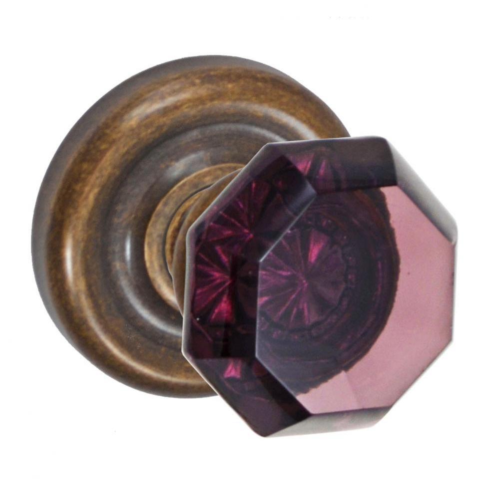 Victorian Violet Knob with Contoured Radius Rose Privacy Set in Medium