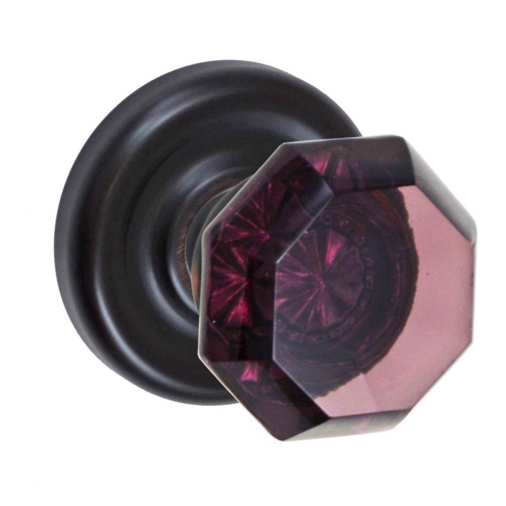 Victorian Violet Knob with Contoured Radius Rose Privacy Set in Oil Rubbed