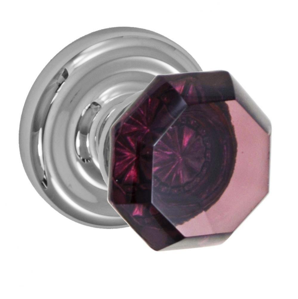 Victorian Violet Knob with Contoured Radius Rose Passage Set in Polished