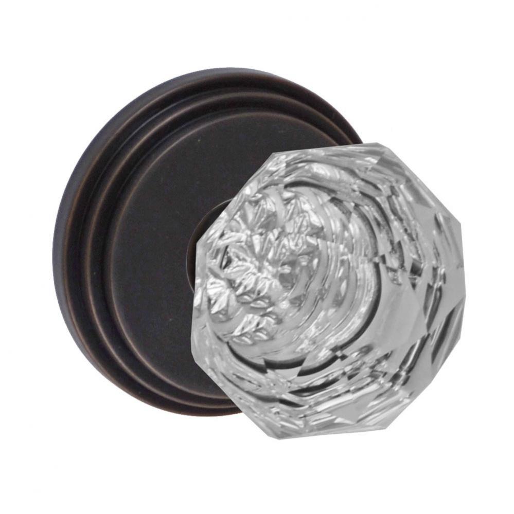 Crystal Clear Knob with Stepped  Rose Dummy Single in Oil Rubbed