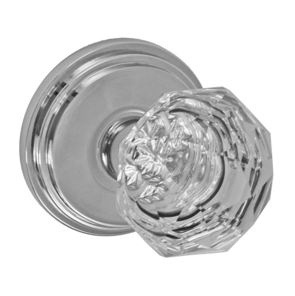 Crystal Clear Knob with Stepped  Rose Privacy Set in Polished