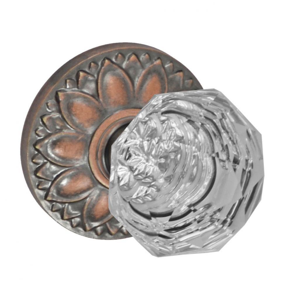 Crystal Clear Knob with Floral Rose Dummy Single in Antique