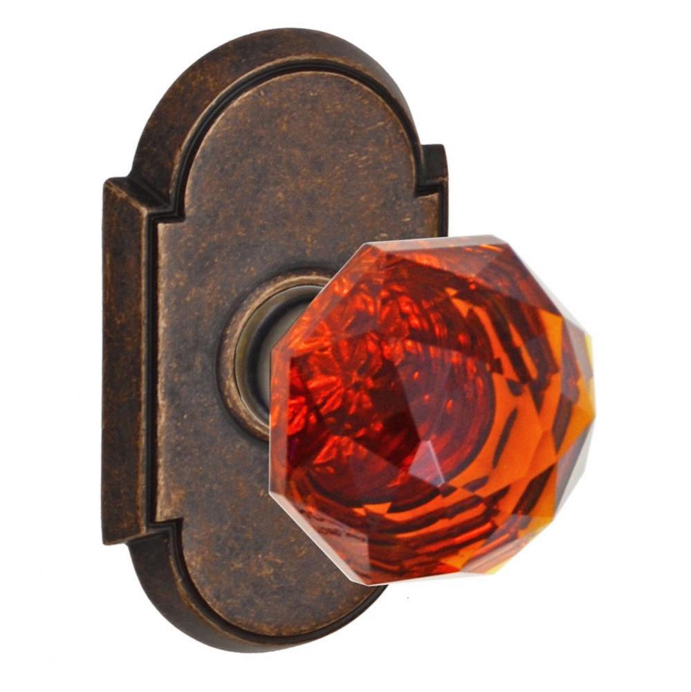 Amber Crystal Glass Knob with Tarvos Rose Dummy Single in Medium