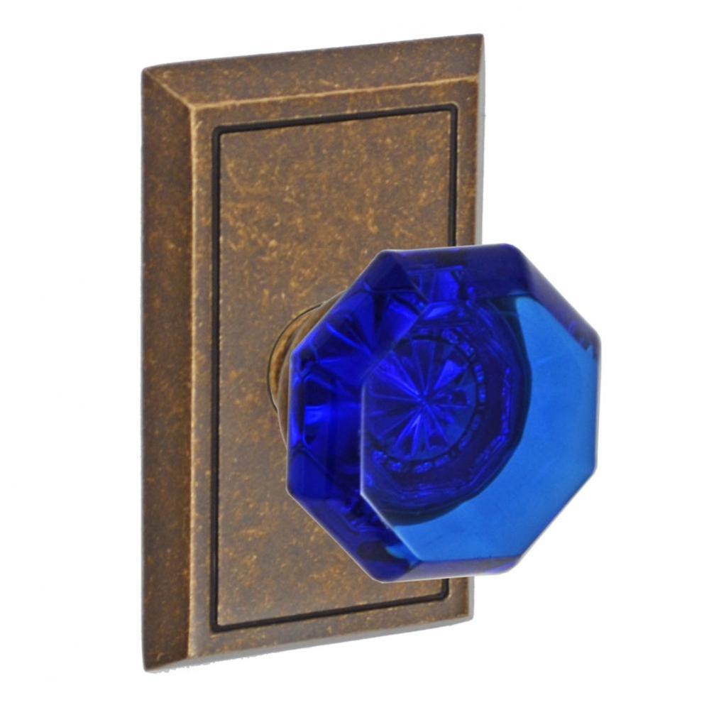 Victorian Cobalt Glass Knob with Shaker Rose Dummy Single in Medium