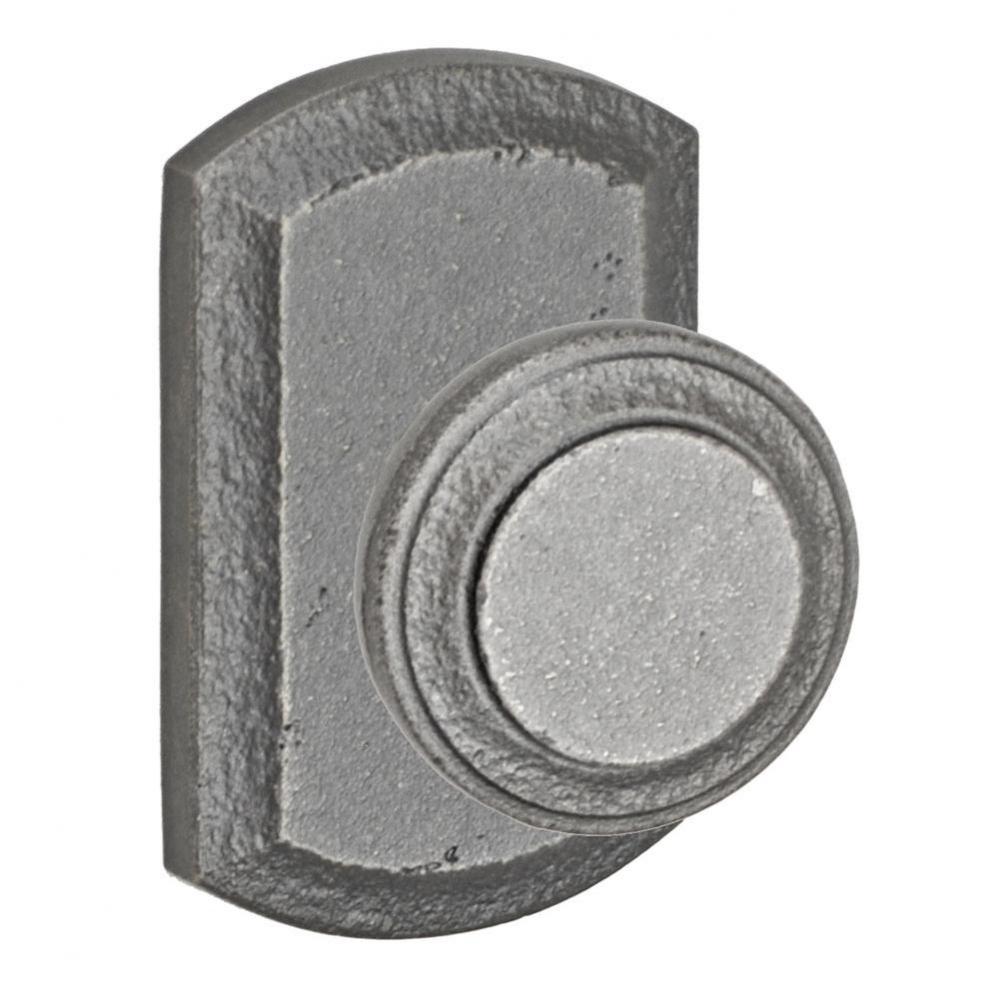 Chiseled Half-Round Knob with Blue Ridge Rose Passage Knob in Antique Relic