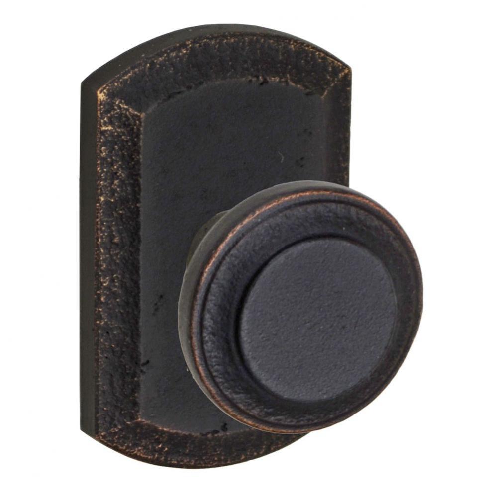 Chiseled Half-Round Knob with Blue Ridge Rose Dummy Single in Dark Relic