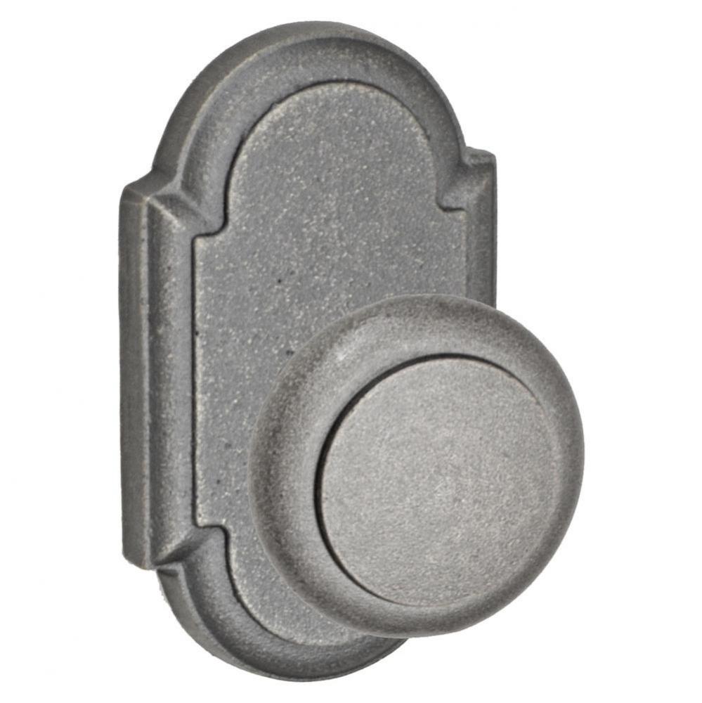 Flat Iron Knob with El Tovar Scalloped Rose Privacy Knob in Antique Relic
