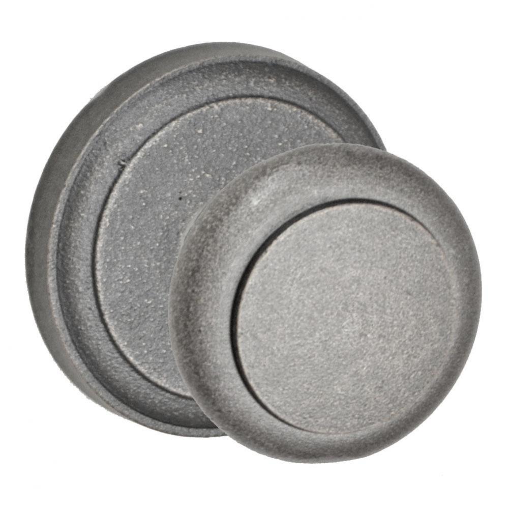 Flat Iron Knob with El Tovar Round Rose Privacy Knob in Antique Relic