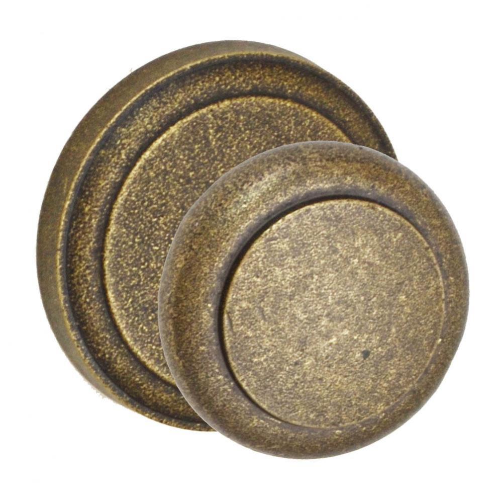 Flat Iron Knob with El Tovar Round Rose Dummy Single in Medium Relic