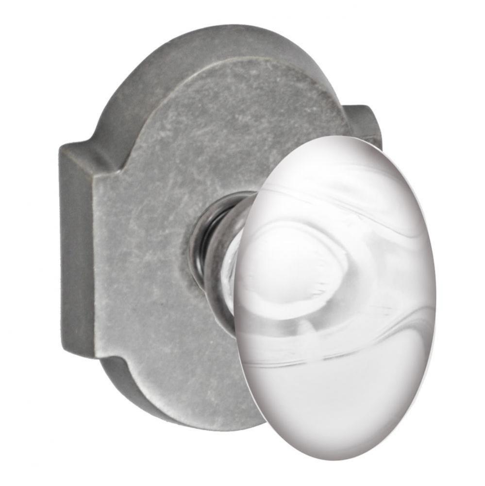 Glass Egg Knob with Beveled Scalloped Rose Dummy Single in Antique