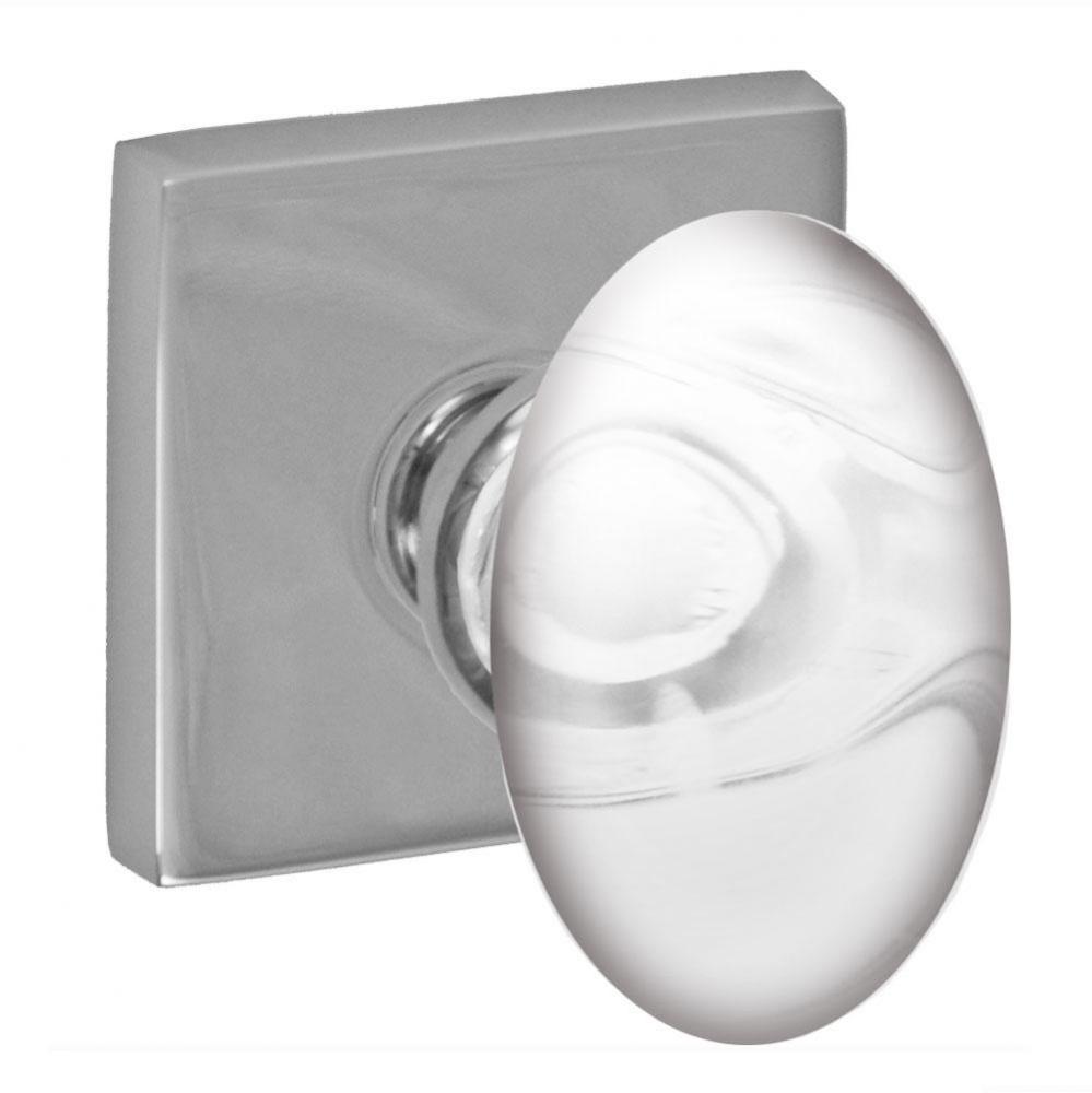 Glass Egg Knob with Square Rose Passage Set in Polished
