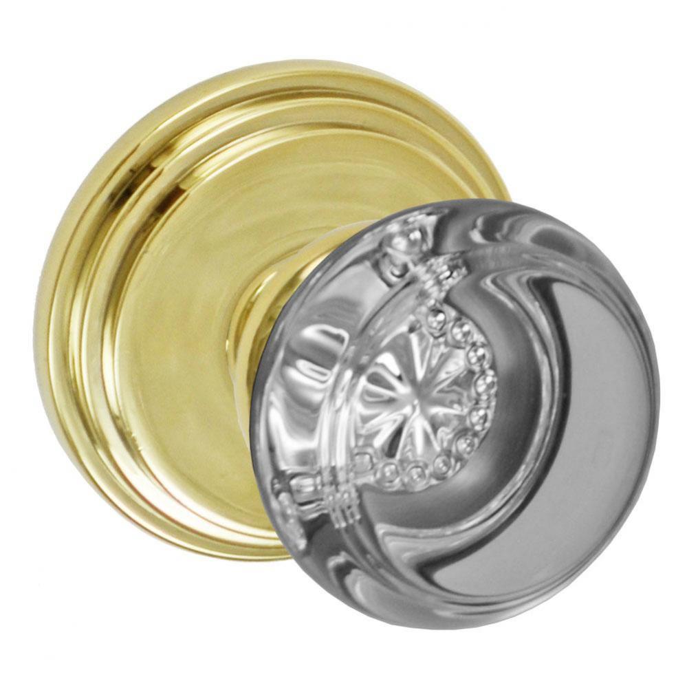 Flat Iron Glass Knob with Stepped  Rose Passage Set in PVD