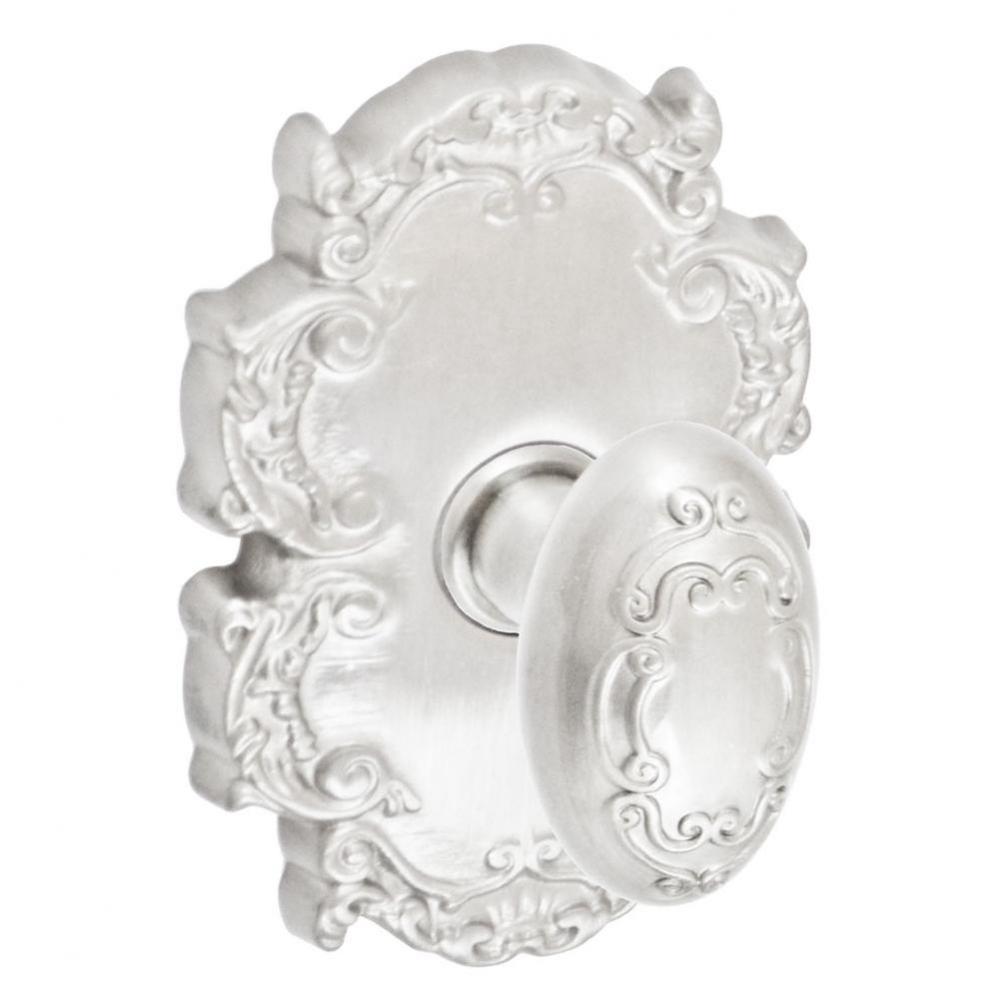 Scroll Egg Knob with Victorian Rose Privacy Set in Brushed