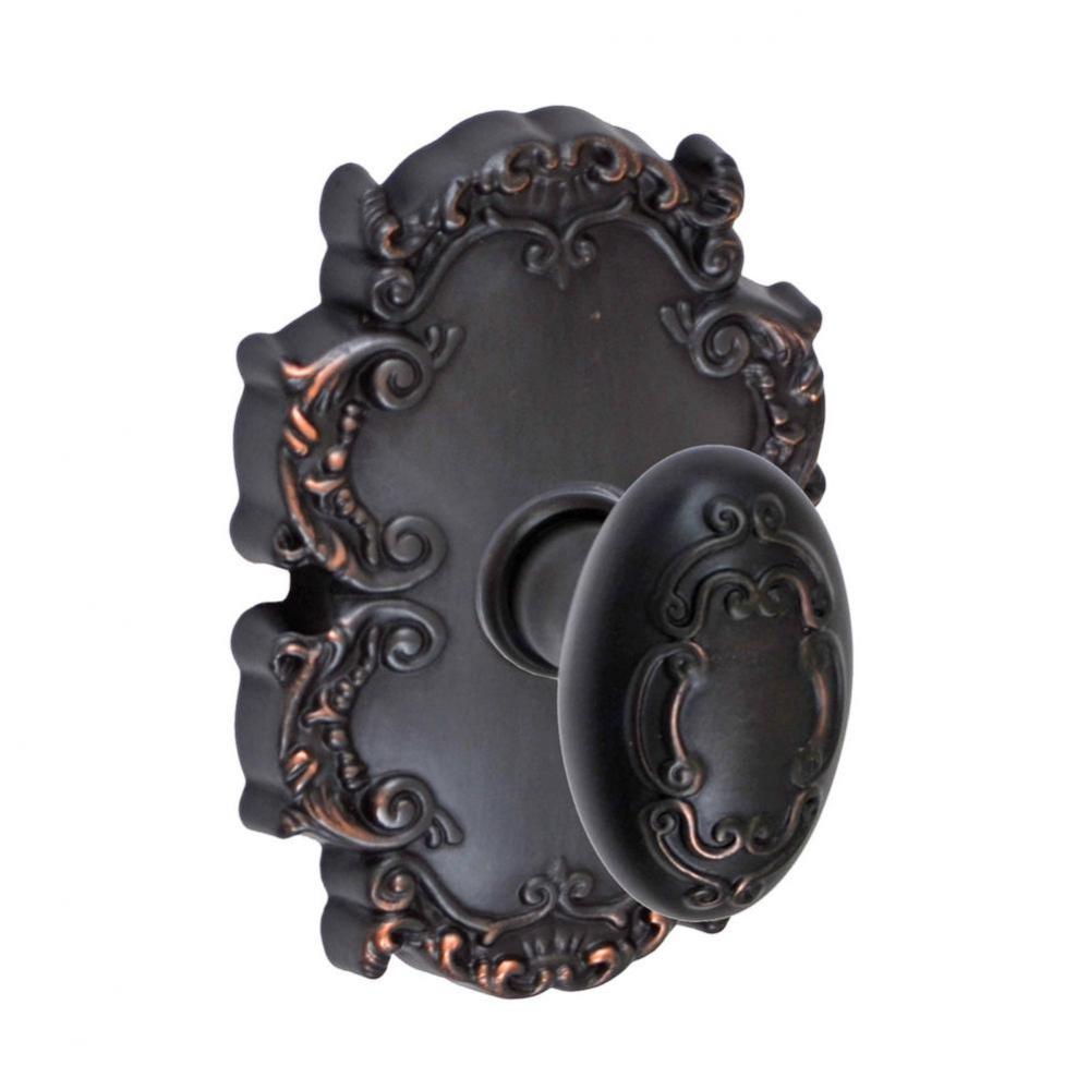 Scroll Egg Knob with Victorian Rose Dummy Single in Oil Rubbed