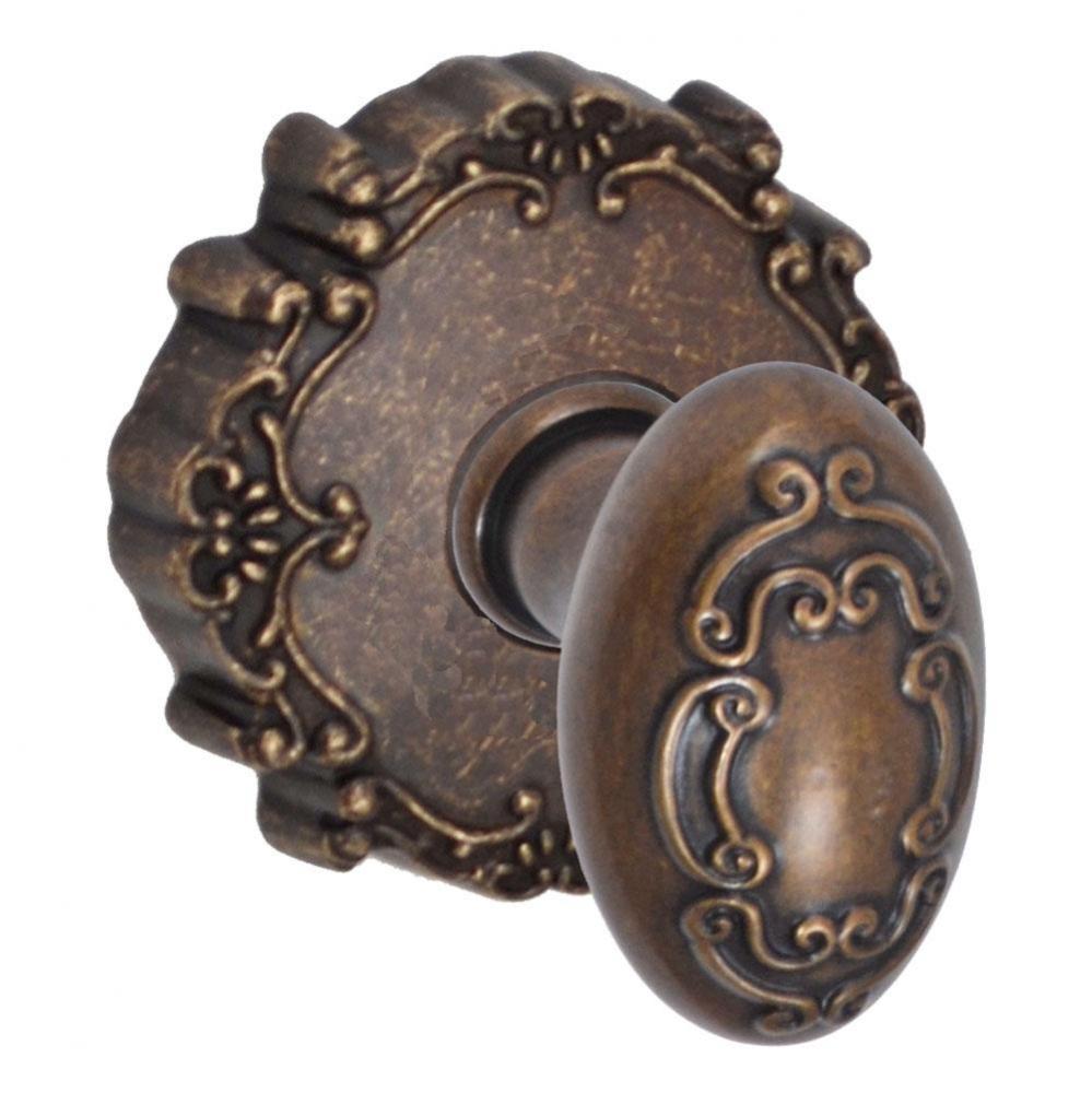 Scroll Egg Knob with Round Victorian Rose Dummy Single in Medium