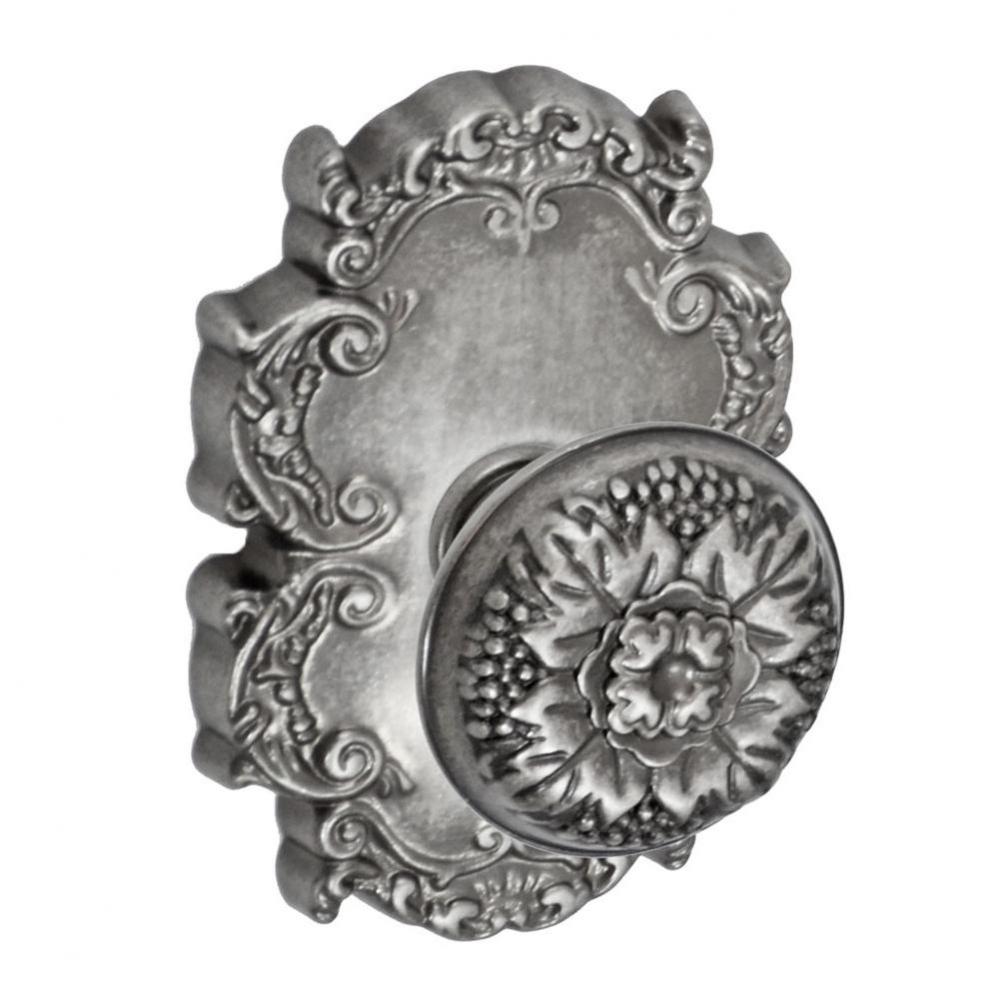 Floral Half-Round Knob with Victorian Rose Privacy Set in Antique