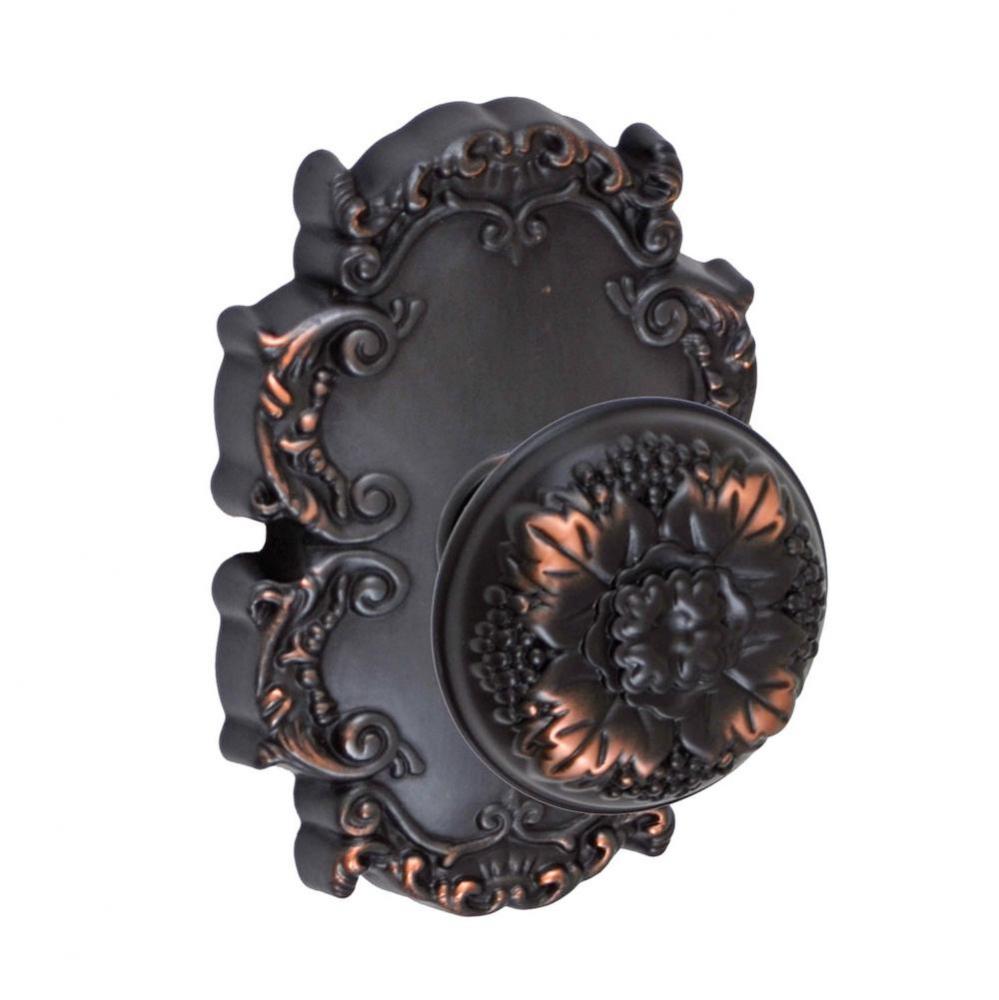 Floral Half-Round Knob with Victorian Rose Dummy Single in Oil Rubbed