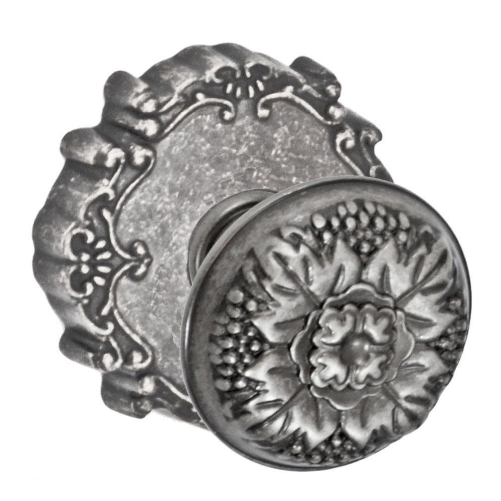 Floral Half-Round Knob with Round Victorian Rose Privacy Set in Antique