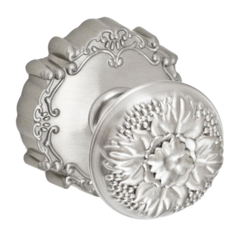 Floral Half-Round Knob with Round Victorian Rose Dummy Single in Brushed