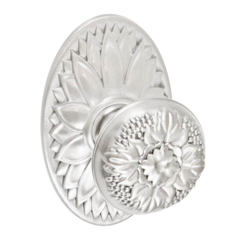 Floral Half-Round Knob with Oval Floral Rose Dummy Single in Brushed