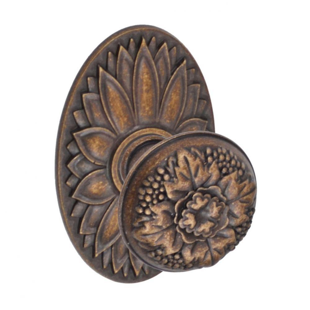 Floral Half-Round Knob with Oval Floral Rose Dummy Single in Medium